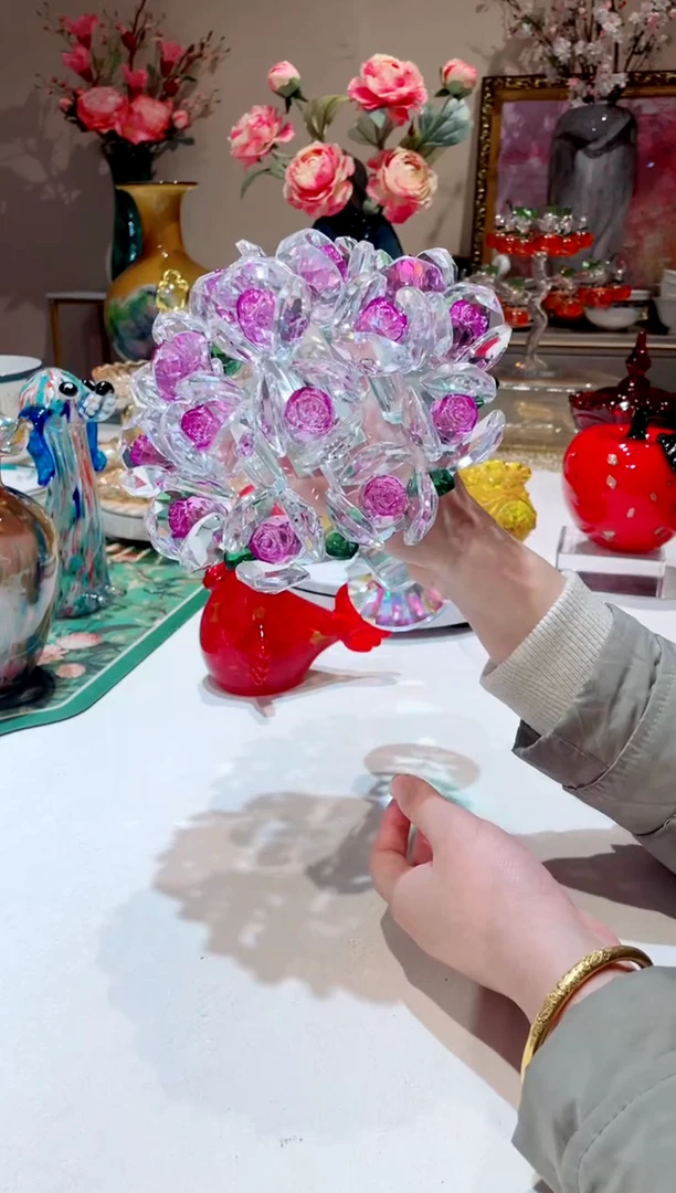 【闪购商品】琉璃手工艺品   紫玫瑰大手捧花