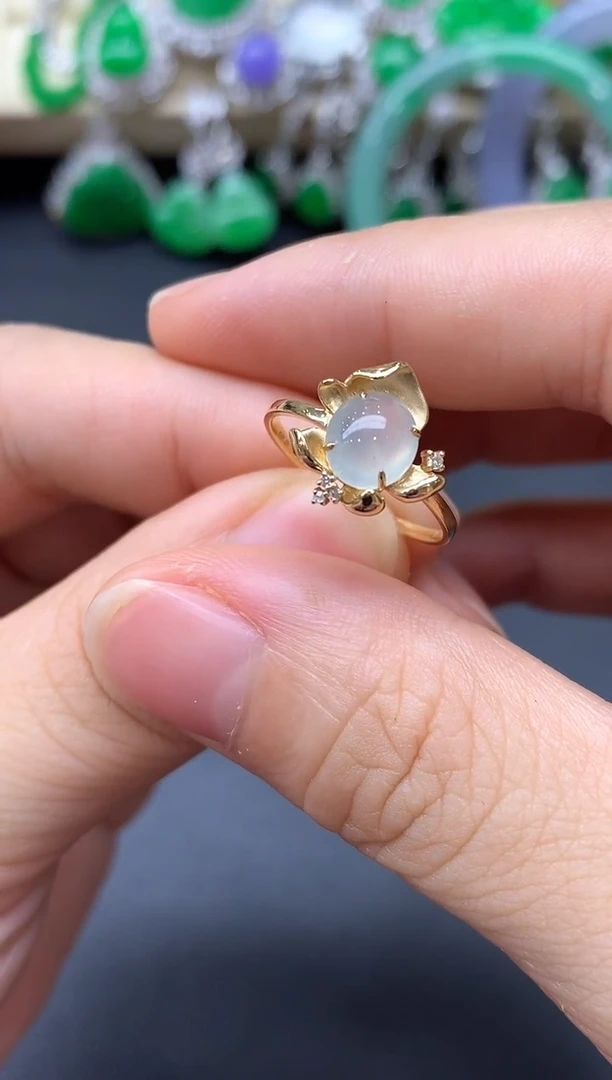 18K金镶嵌戒指翡翠192-中国好珍宝