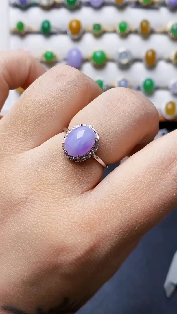 银S925镶嵌戒指翡翠0376