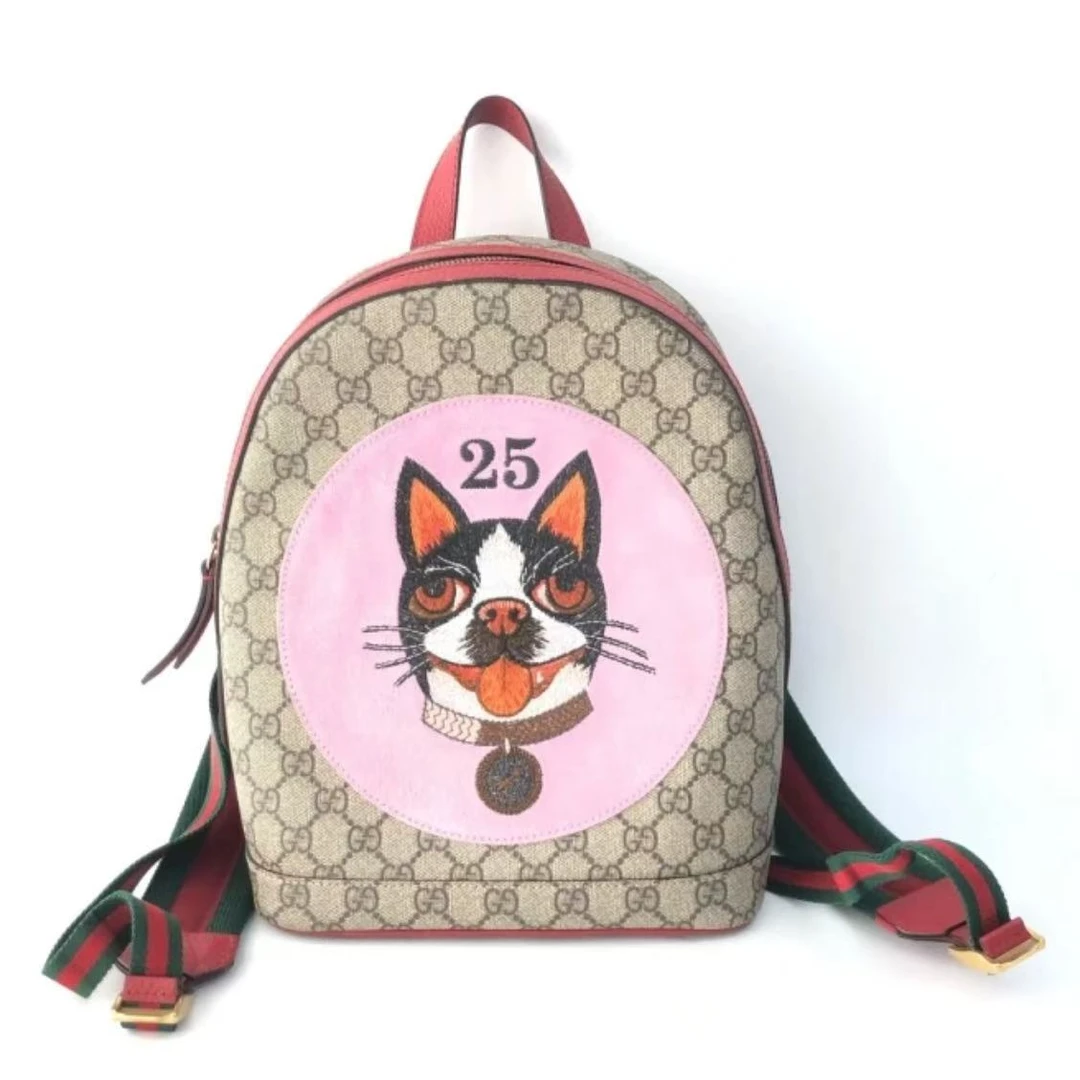95新 GUCCI/古驰 Gucci 古驰老花小狗儿童双肩包