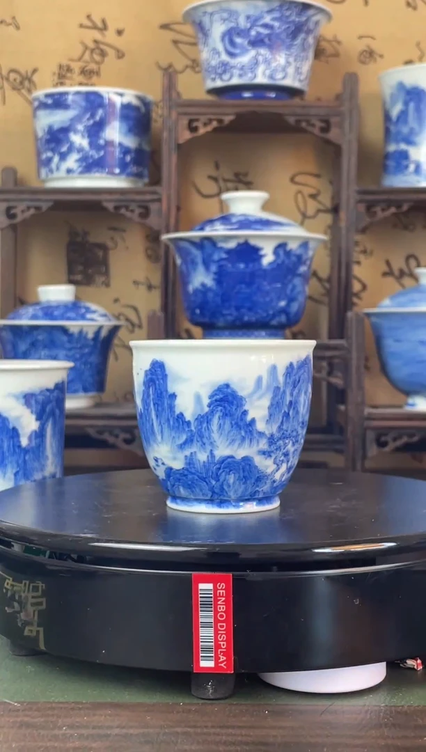 青花山水铃铛杯1