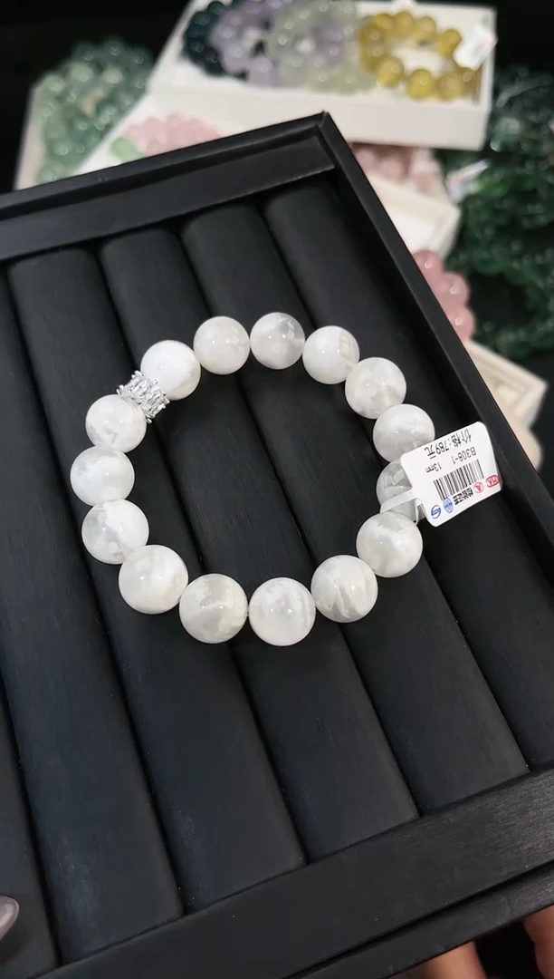 水晶手链合金多样性发一白雪花13mm