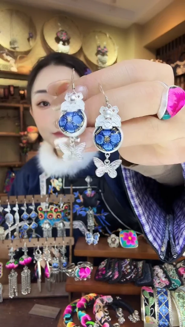 刺绣非遗刺绣民族风耳环