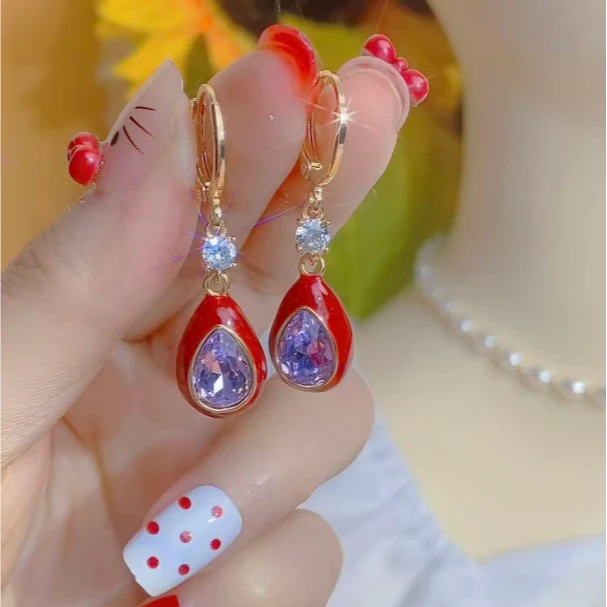 铜合金合成锆石耳饰 饰品时尚爱心/水滴/耳环263