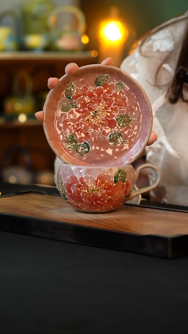 杯手绘心瓷陶瓷浮力