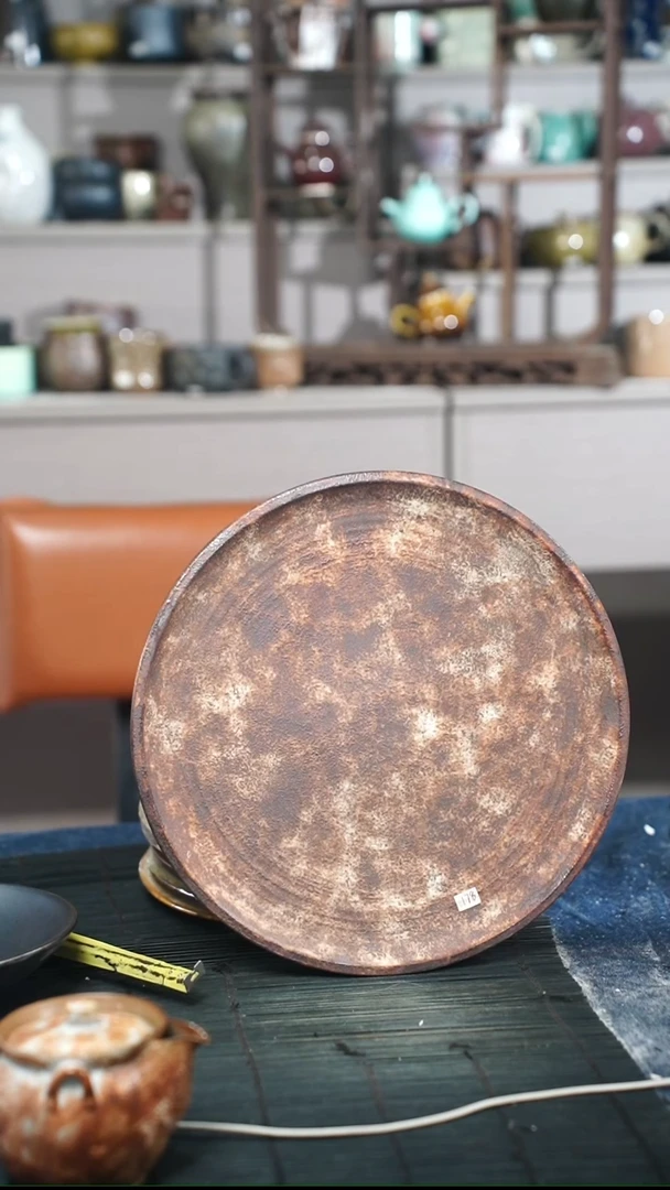 浪鬼家釉绘柴烧大盘