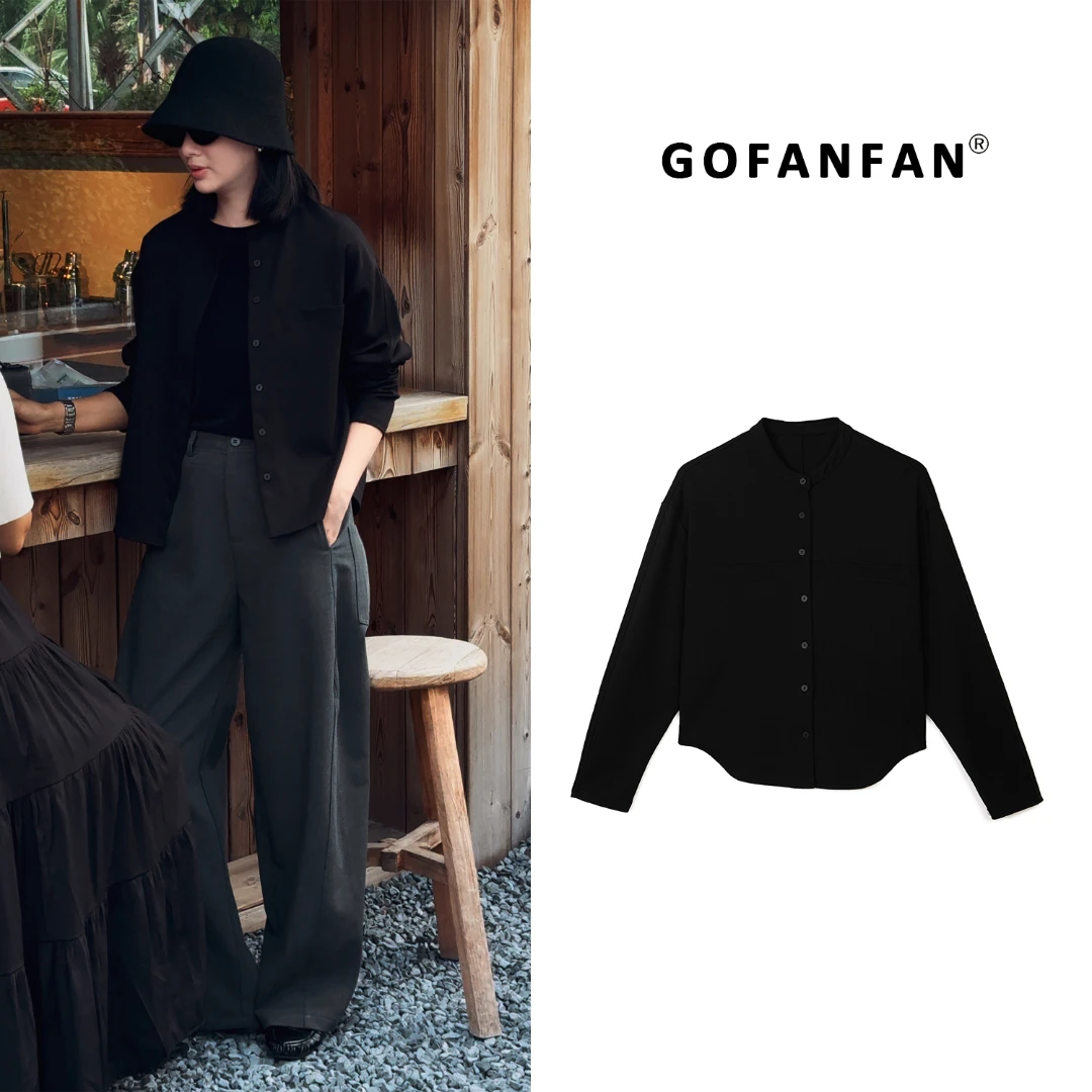 GFF STUDIO【随性日常】慵懒感宽松单排扣时髦极简长袖衬衫