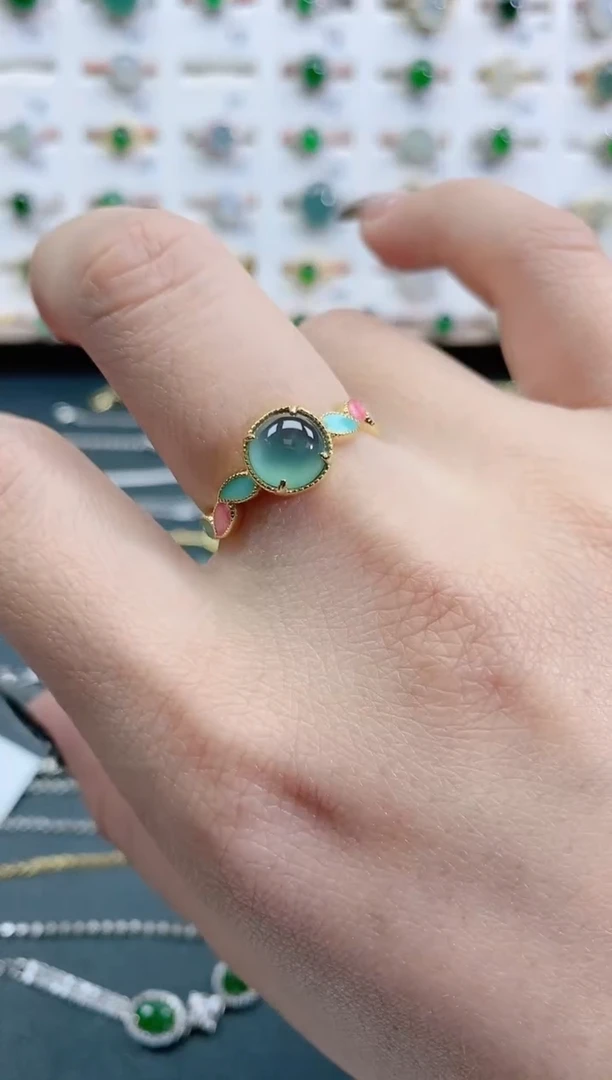 银S925镶嵌戒指翡翠天然翡翠