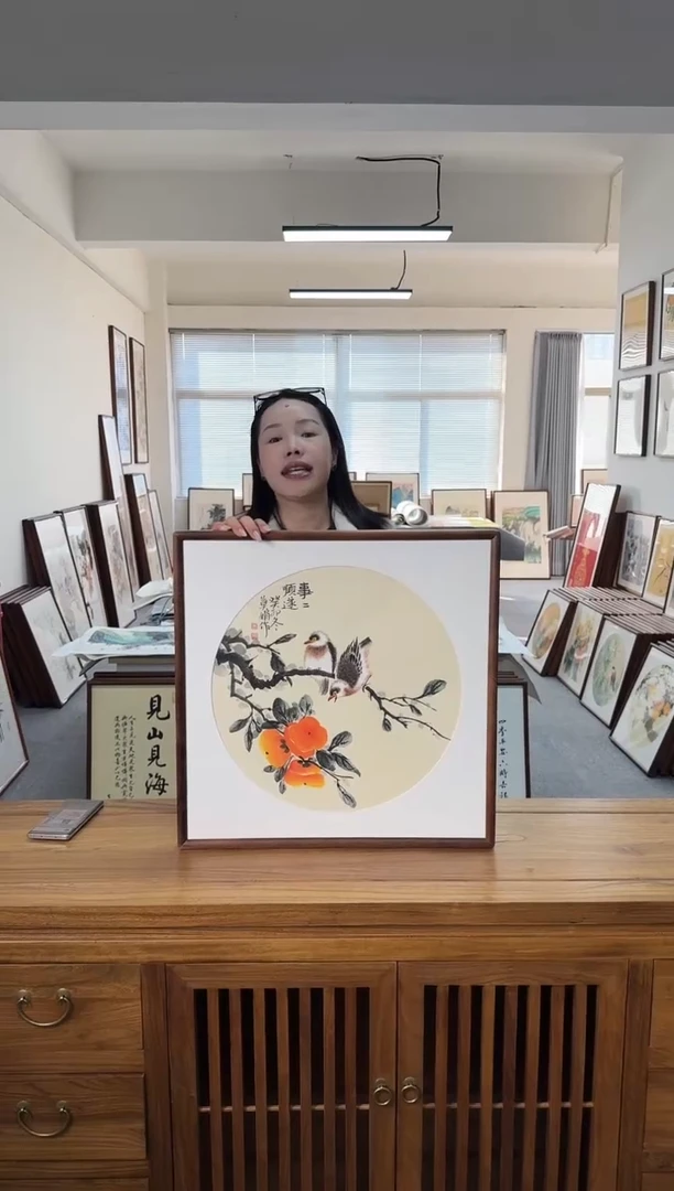 书法莫娟-事事顺遂-53*53绘画手绘同款榫卯