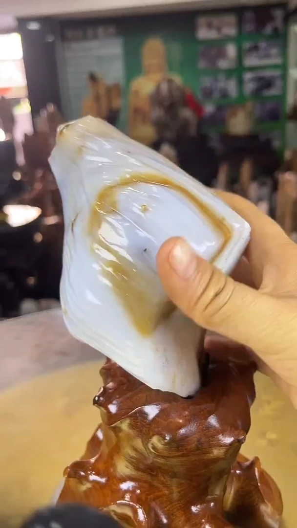 缅甸天然树化玉摆件