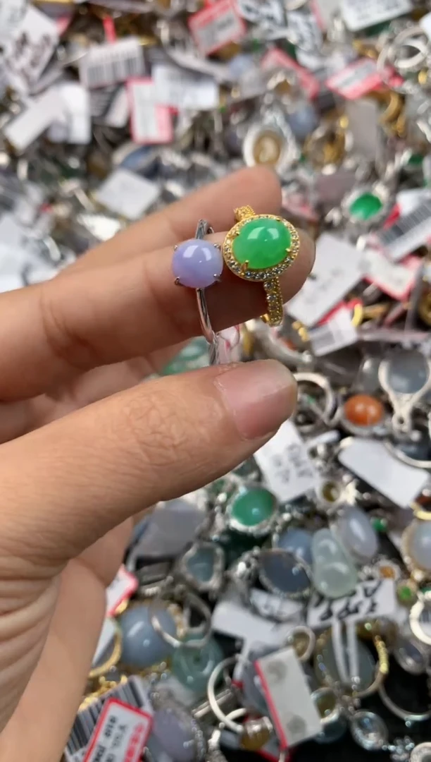 银S925镶嵌戒指翡翠888----3