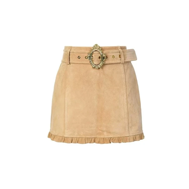 LE FAME/拉飞姆2025春优雅经典定制浮雕腰带直身半裙LF25C21FS226