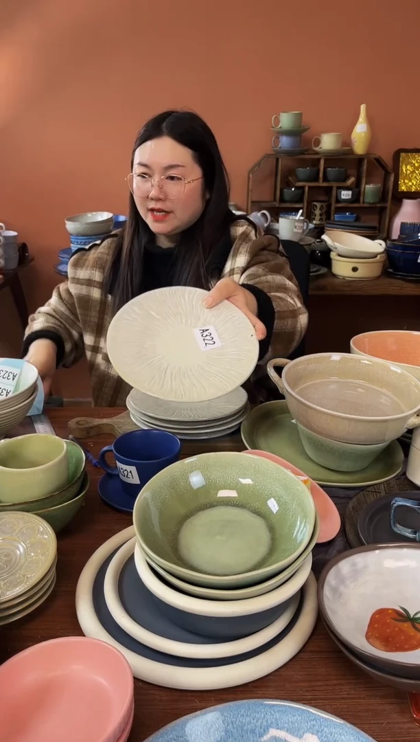 【闪购商品】碗A322陶瓷碗珍珠白色大盘一件套
