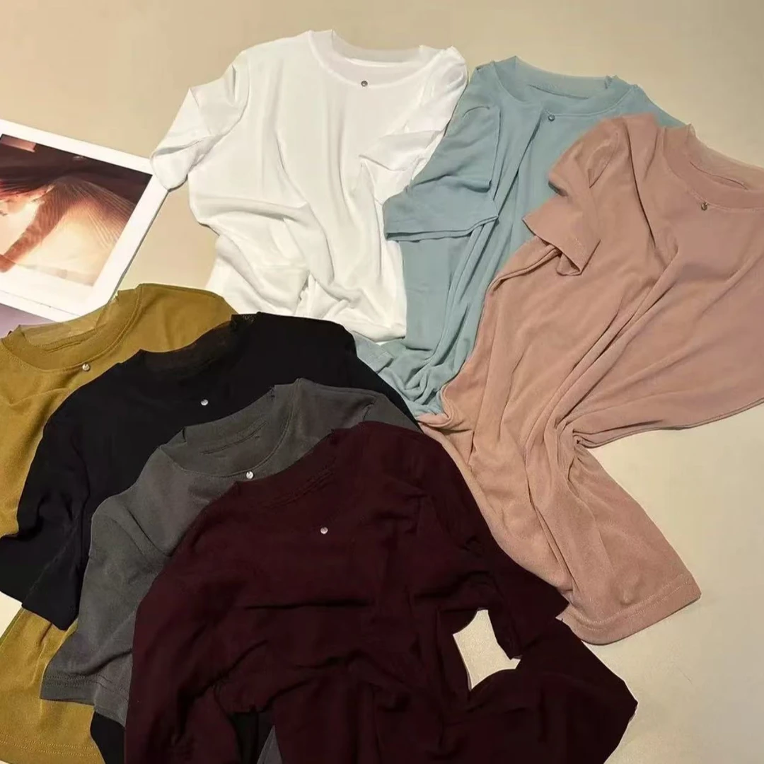 「薇薇专属」Y5529春款圆领设计感时尚百搭短袖显瘦上衣款女