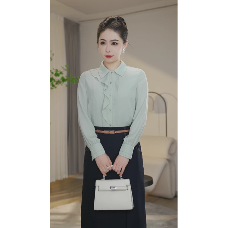 【杨杨专属】专柜流光风白色衬衫气质上衣时尚休闲女士衬衣长袖多色