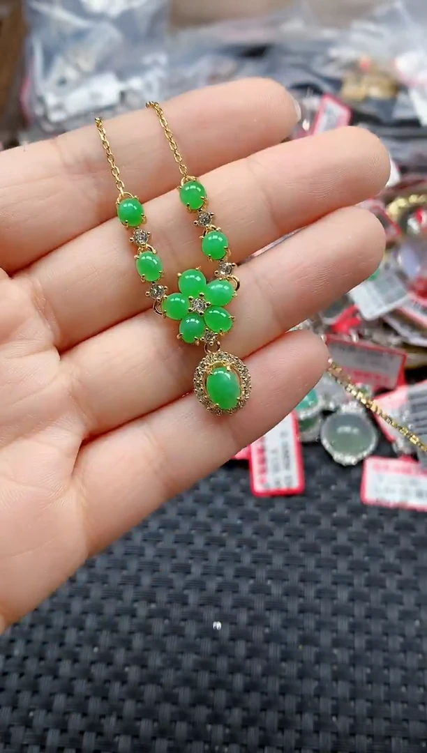 银S925镶嵌戒指翡翠天然A货缅甸翡翠