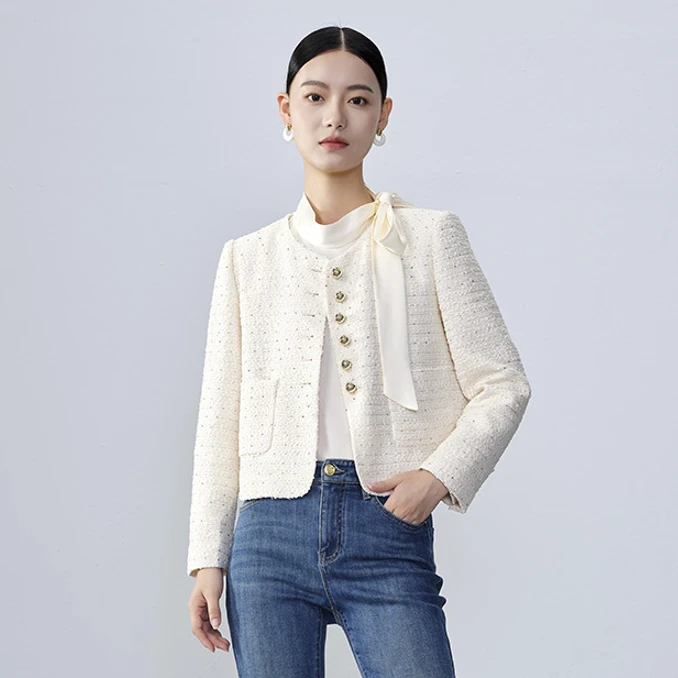 【丽公主】商场同款春秋新品金色亮片小香风外套N011A41407