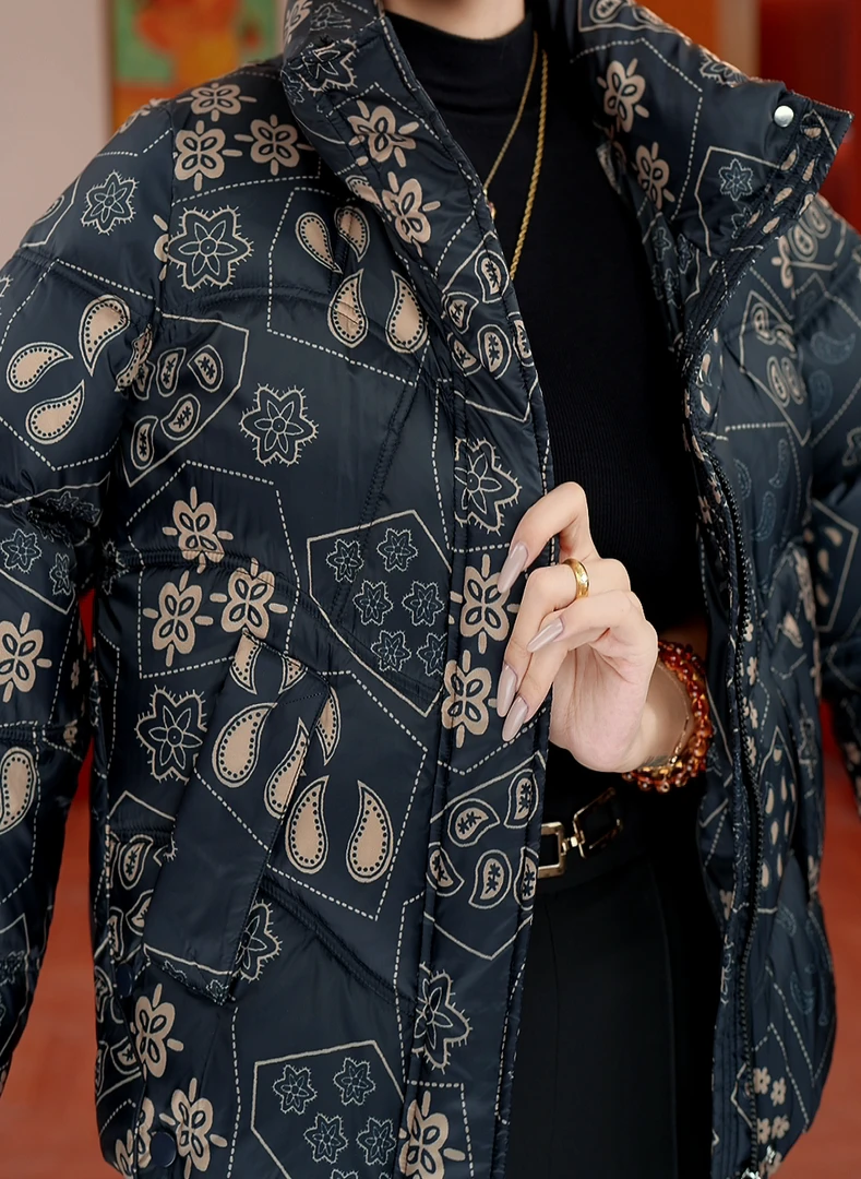 【甄选大朵鸭绒】2025杭州原版正品保暖气质减龄修身鸭绒服E-5445