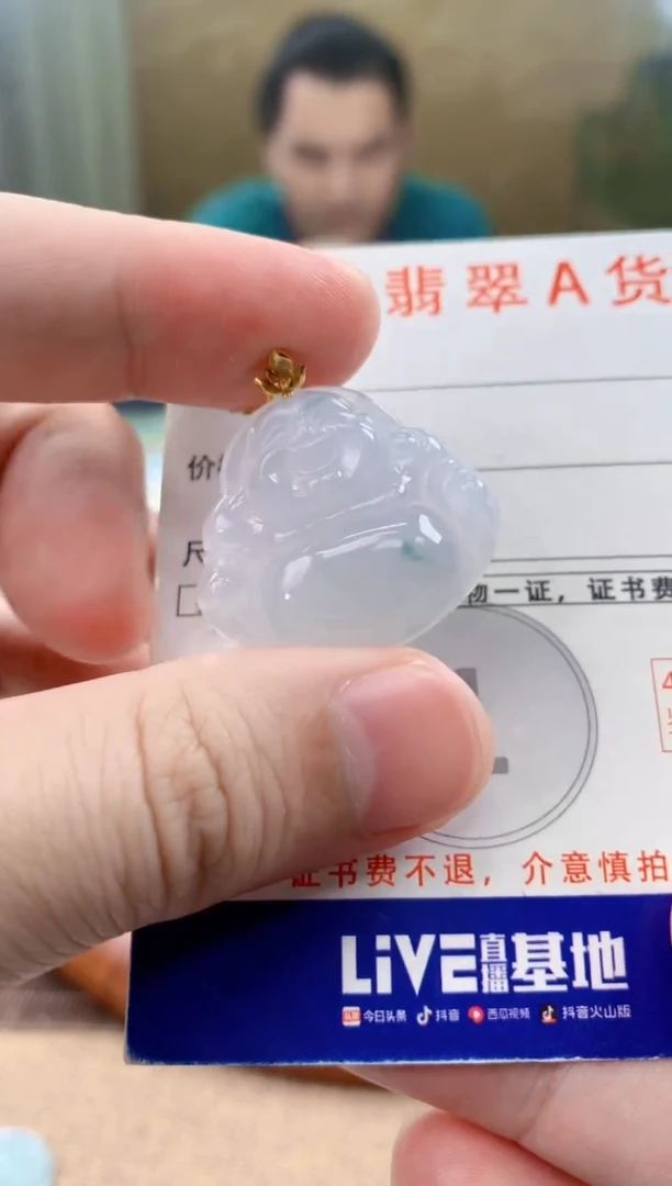 颈饰18K金镶嵌翡翠天然A货翡翠挂件