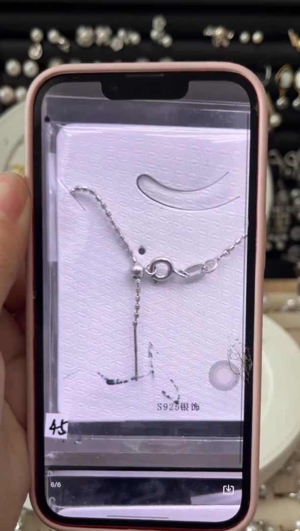 【闪购商品】淡水珍珠戒圈银S925镶嵌S925项链