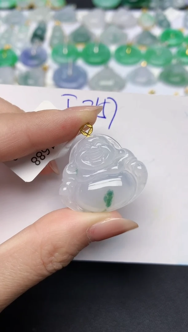 颈饰18K金镶嵌翡翠天然缅甸A货翡翠百元以上9元证书费自理