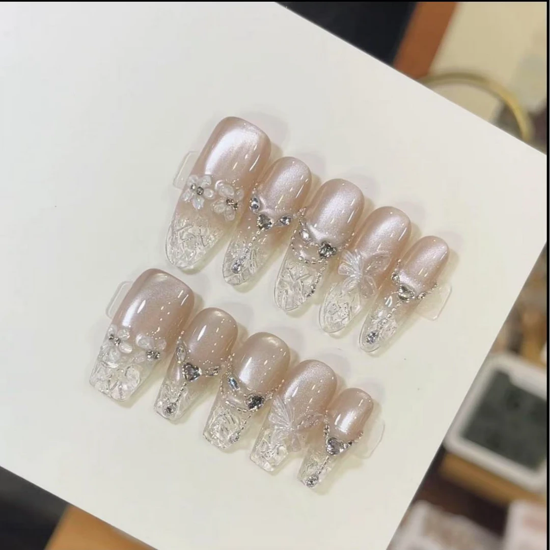 【冰花琉璃】纯手工穿戴甲高端定制美甲贴片