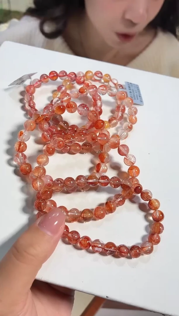 未镶嵌手链水晶7.8-8m红双胶花手链多样性发一