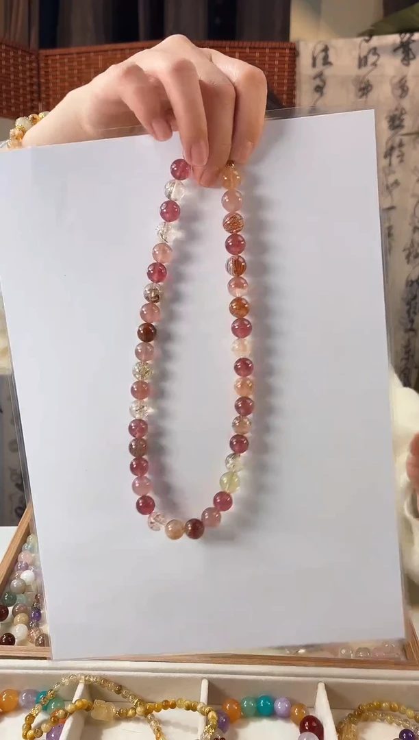 颈饰未镶嵌水晶 雪姐草莓晶黑金超七项链