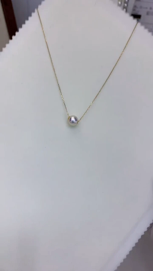 18K金镶嵌海水珍珠饰品8-8.5路路通不含金链