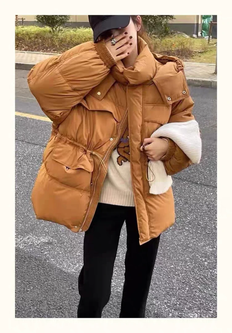 羽绒服女2024年冬季新款加厚宽松显瘦收腰短款白鸭绒时尚外套潮