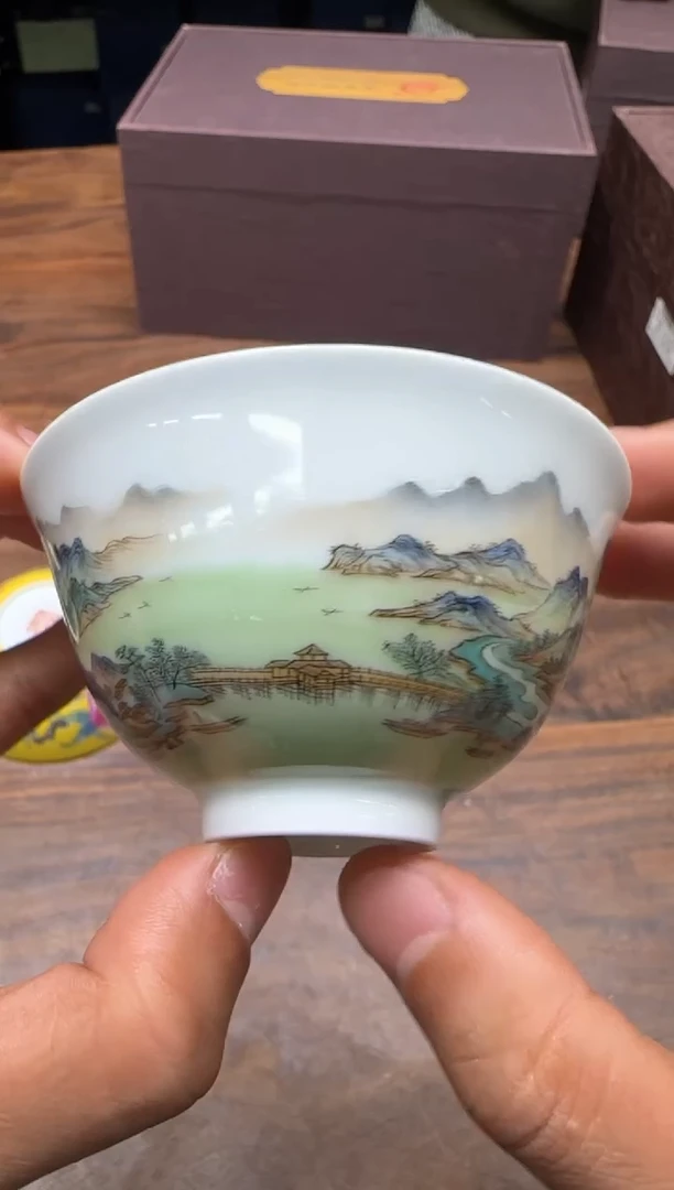 青衿堂 青绿千里江山撇口杯