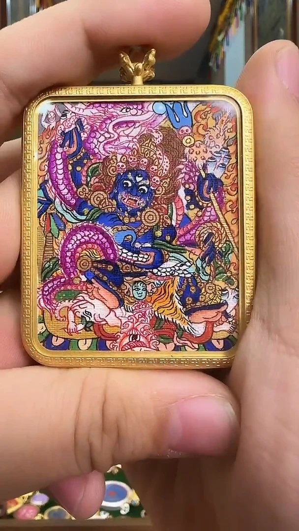 吊坠大黑天-热贡纯手绘唐卡