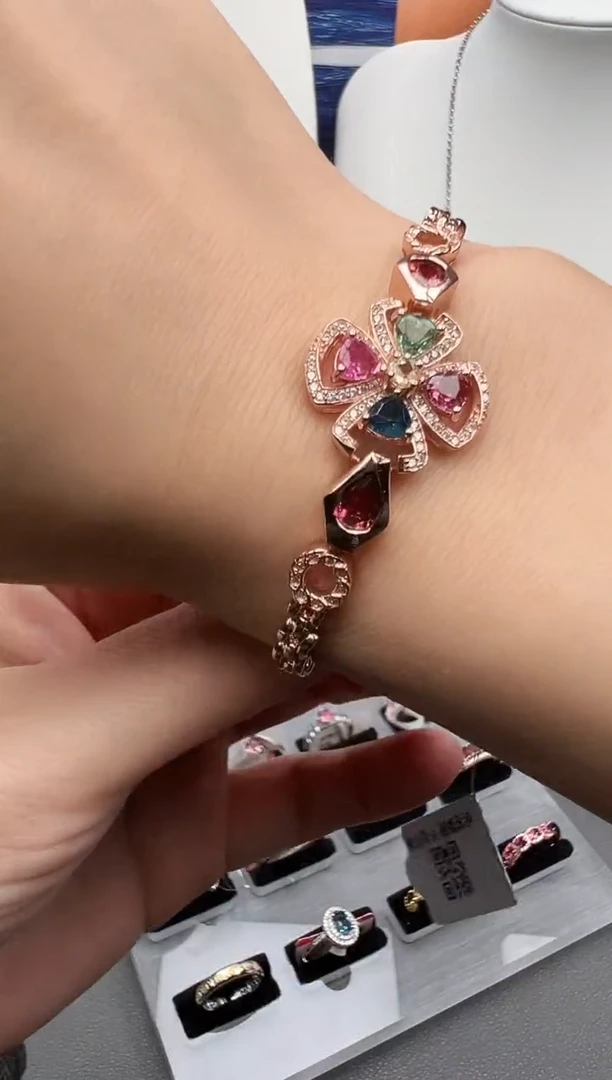 银S925镶嵌手链碧玺30