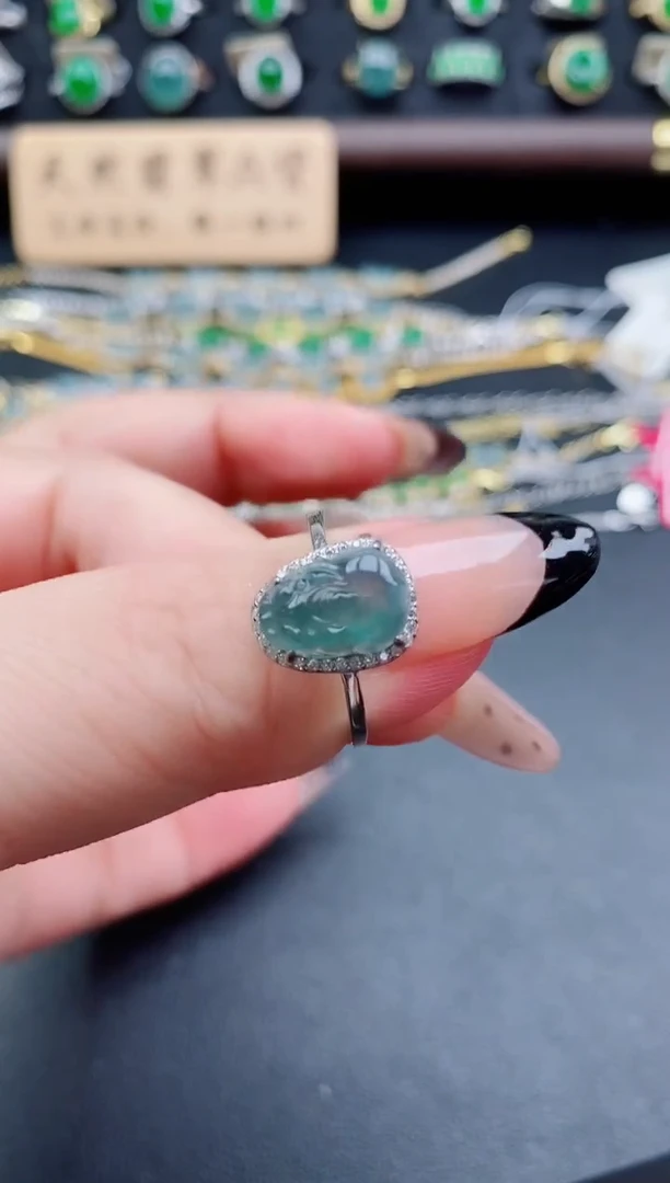 银S925镶嵌戒指翡翠1