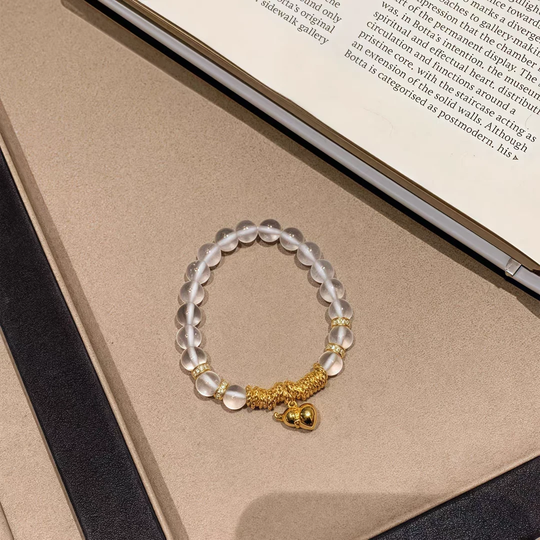 瑞诺黄金葫芦盘缠手链新款足金999跑环白水.晶手串520礼物送女友