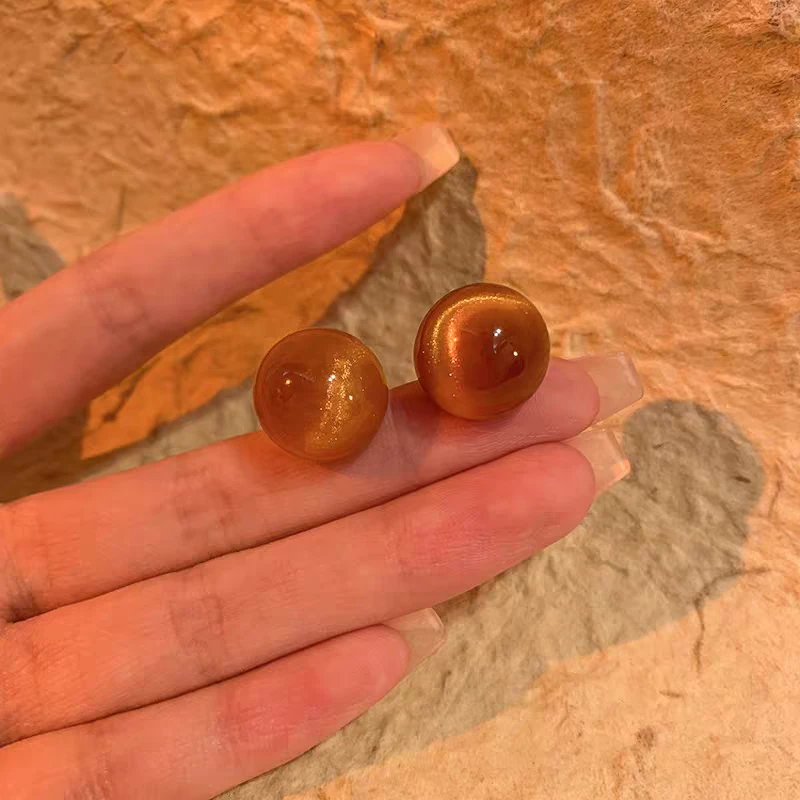 非金属树脂耳饰 法式复古猫眼光耳钉