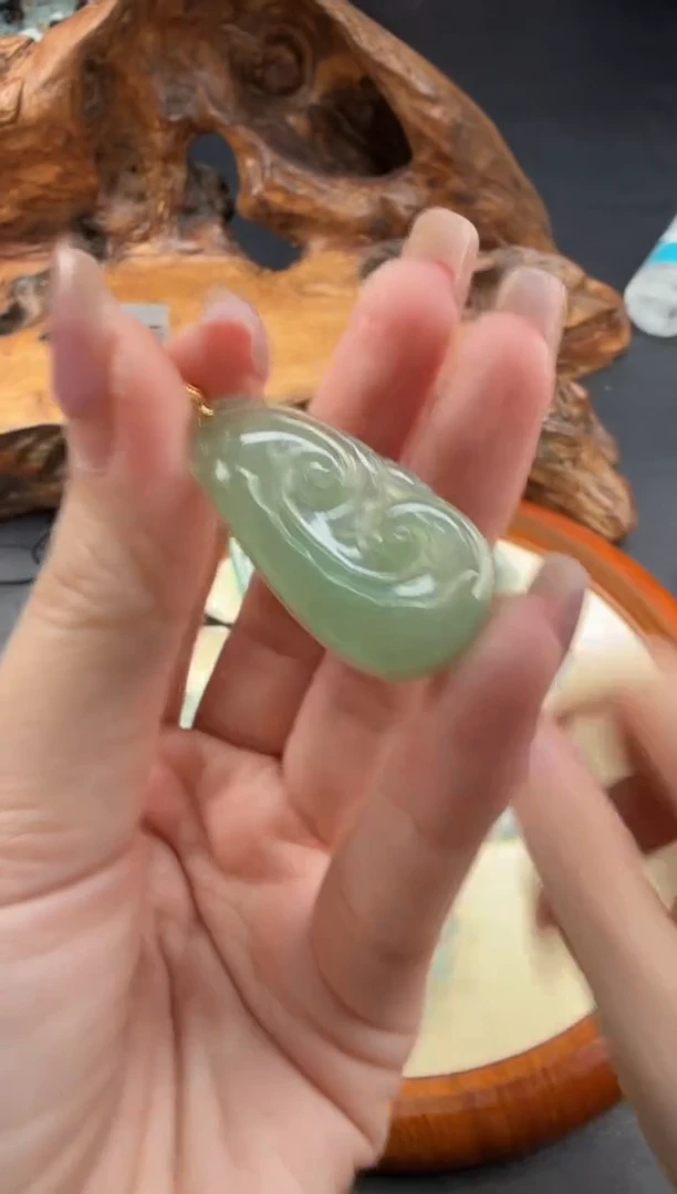 吊坠(不含链)18K金镶嵌翡翠翡翠饰品-150
