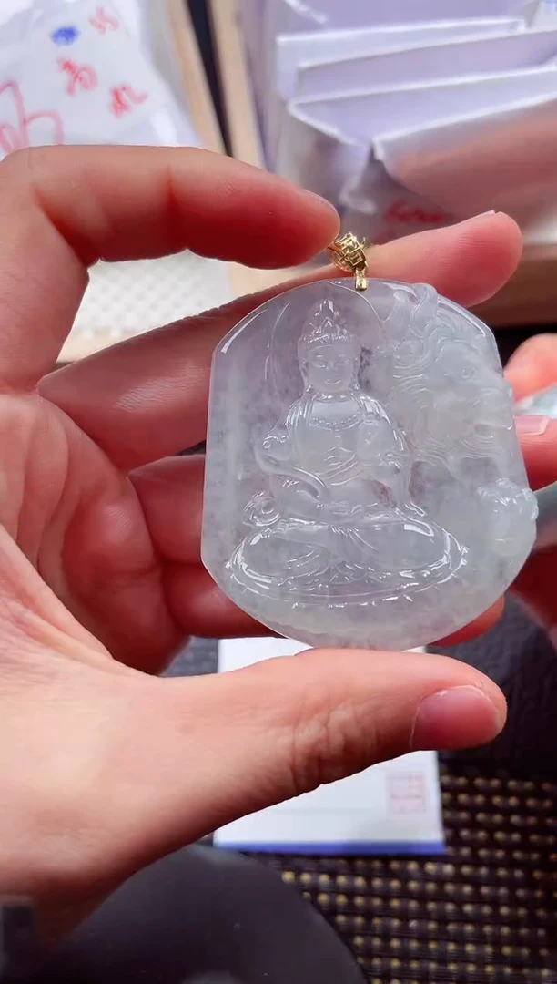 18K金镶嵌挂件翡翠88888