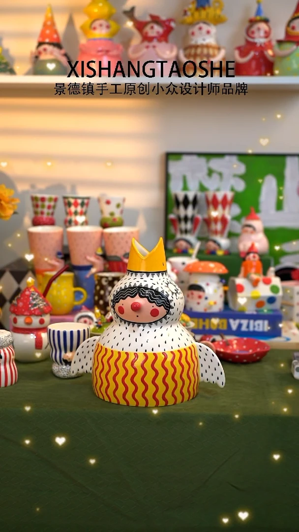 .喜上陶社飞鸟花器