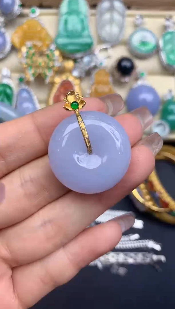 颈饰18K金镶嵌翡翠287-中国好珍宝