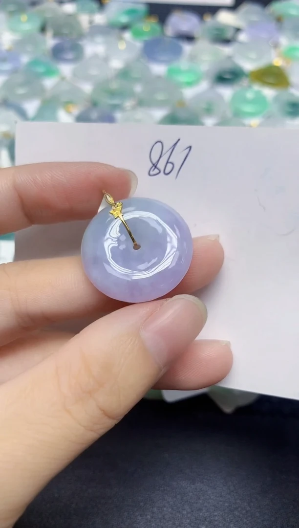 颈饰18K金镶嵌翡翠天然缅甸翡翠A货翡翠百元以上9元证书费自理