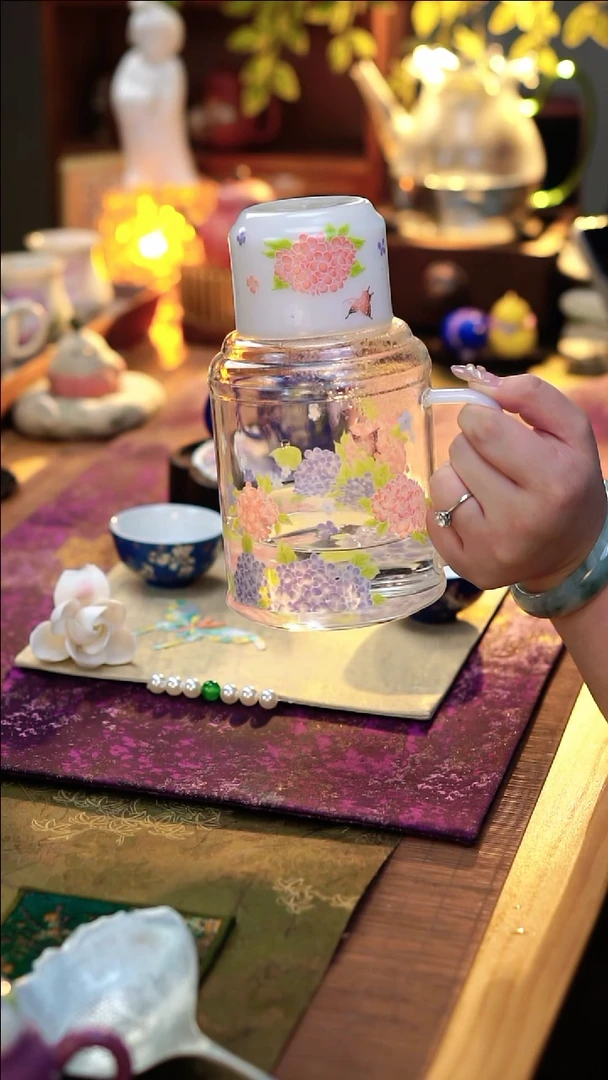 304不锈钢手柄款高硼硅凉水壶+杯