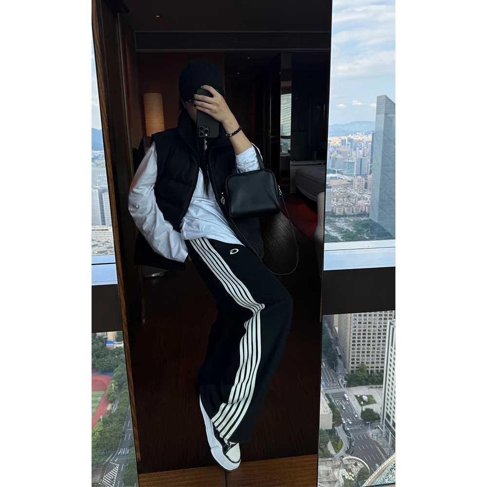 LA CALLA复古摇粒绒竖条校服裤YY-AP6806