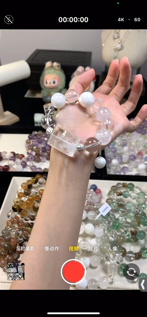 水晶手链银S925镶嵌手牌