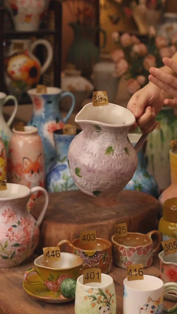 有机玻璃景德镇设计师手作花器摆件侘寂风391