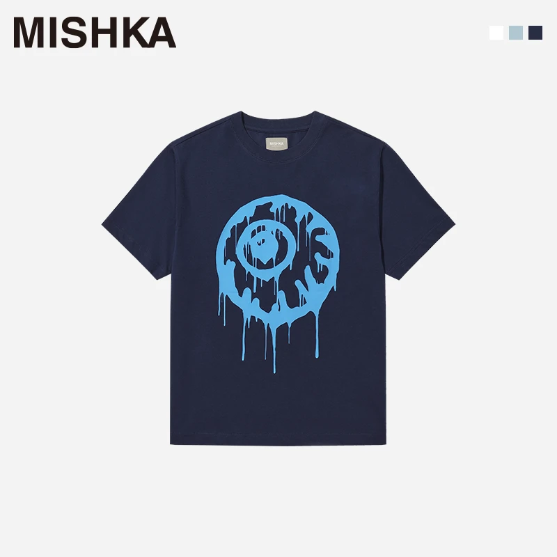 MISHKANYC大眼球美式高街潮牌夏季凉感速干字母印花重磅男短袖T恤