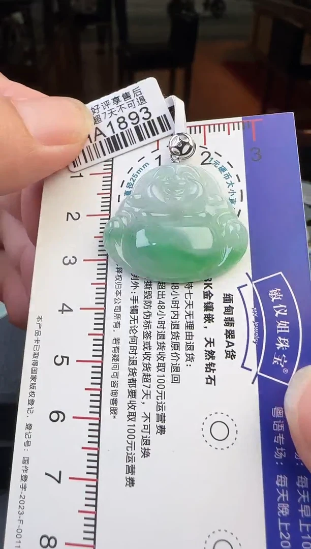 翡翠18K金镶嵌颈饰HA1893飘绿佛公