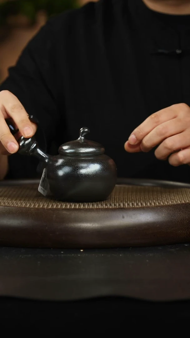 茶壶紫砂甲泥柴烧 侧把葫芦