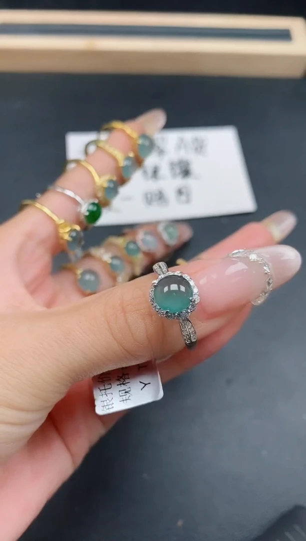 银S925镶嵌戒指翡翠111