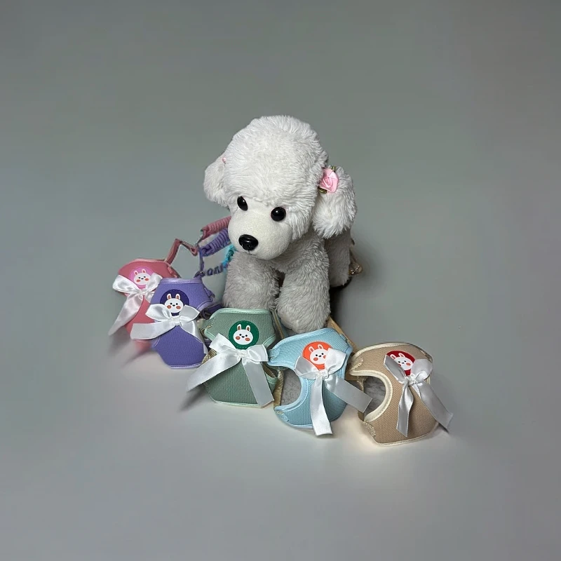 蝴蝶结宠物牵引绳新年款遛狗绳泰迪比熊小型犬胸背带狗绳通用网兜